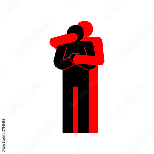 Capturing victim. Violence sign. Maniac Holds victim symbol. Rapist and victim icon © maryvalery