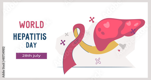 World Hepatitis Awareness Day poster or banner template for spreading health information and preventing hepatitis, flat vector illustration.