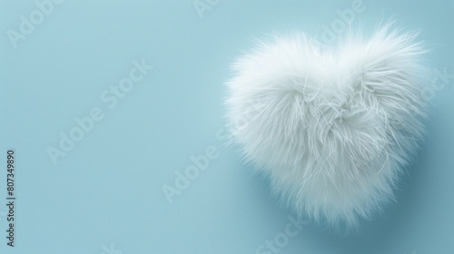 A fluffy white heart on a blue background, perfect for romantic designs