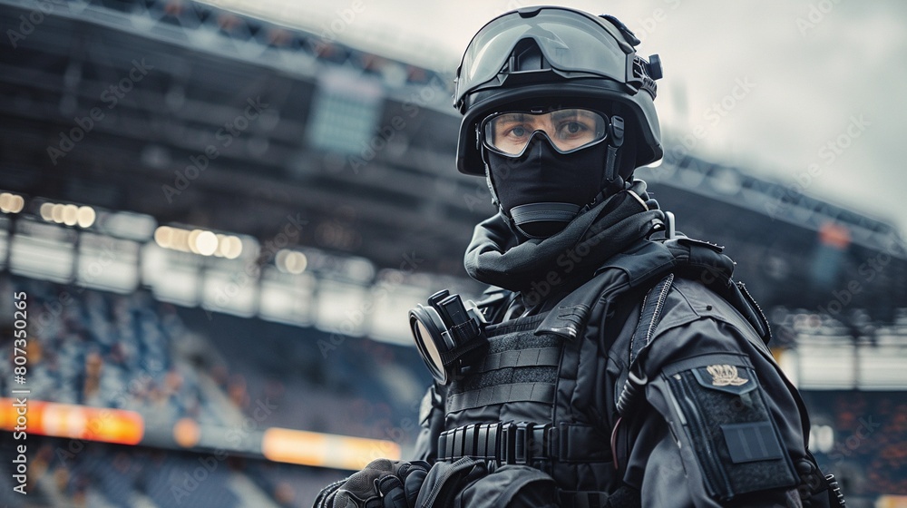 Protection of a sports stadium by anti-terrorists Protection of a sports stadium by anti-terrorists