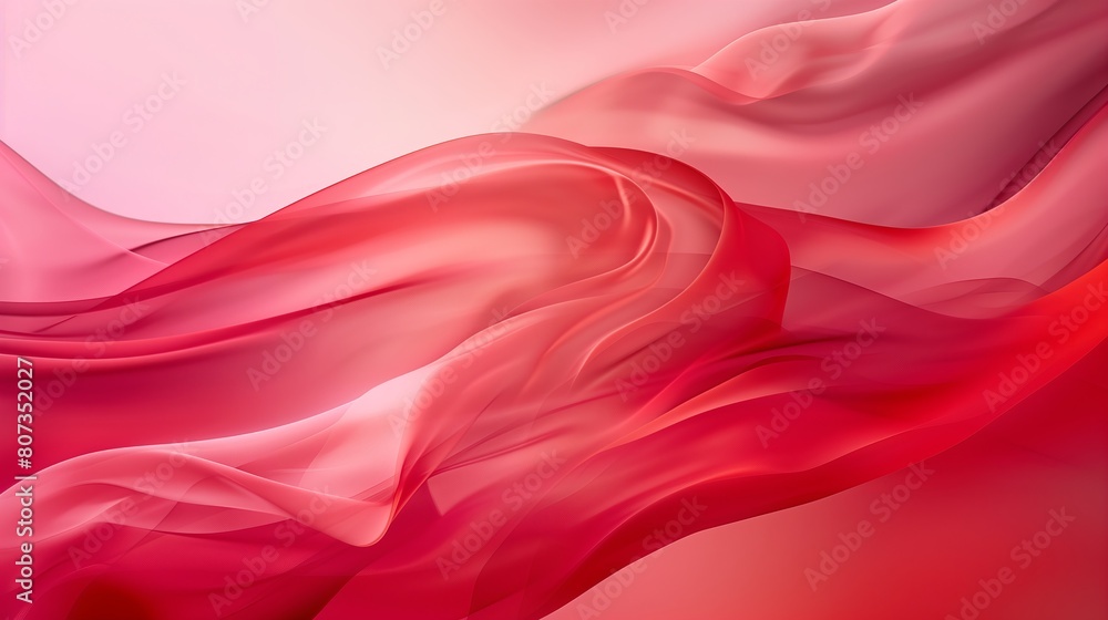 Obraz premium Red and pink background with three-dimensional smooth red waves.