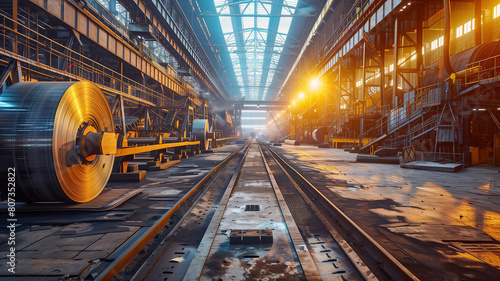 A large factory for the production of rolled steel, view from the inside. photo
