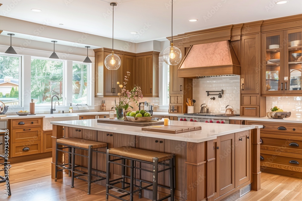 Craftsman Kitchen with Custom Cabinetry and Copper Accents