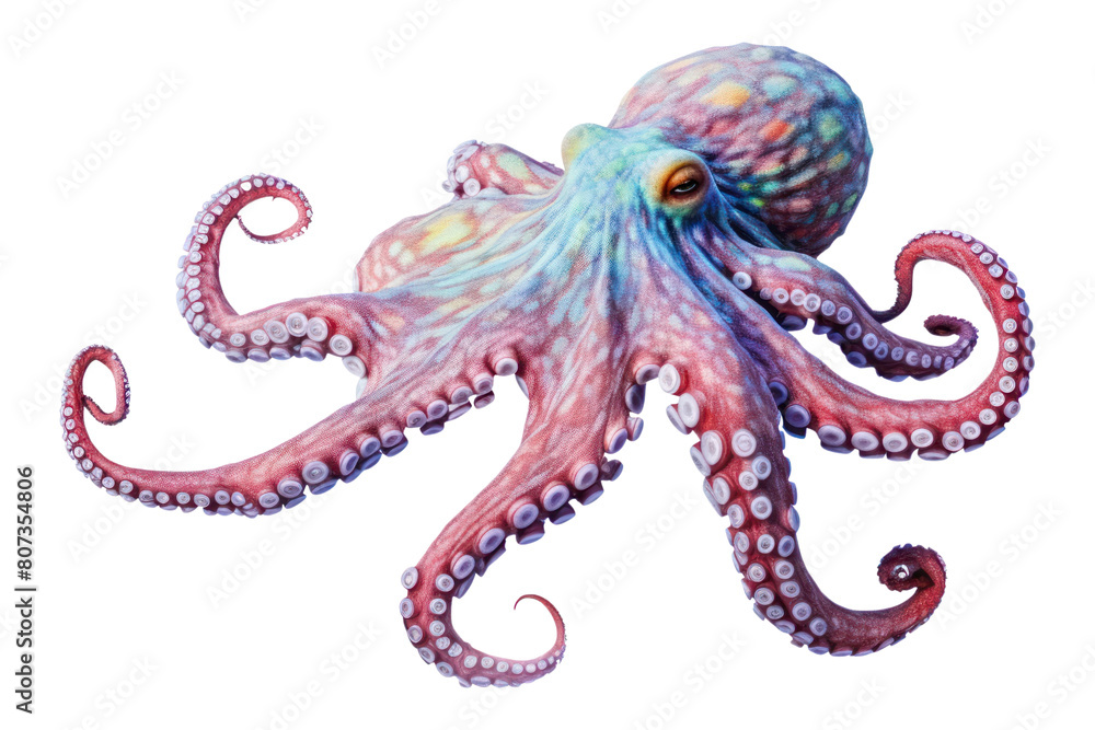 Obraz premium PNG Octopus animal white background invertebrate, digital paint illustration