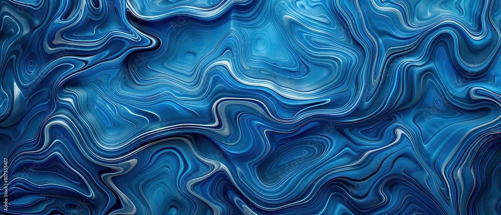 Fototapeta premium Blue abstract wavy swirl background design wallpaper