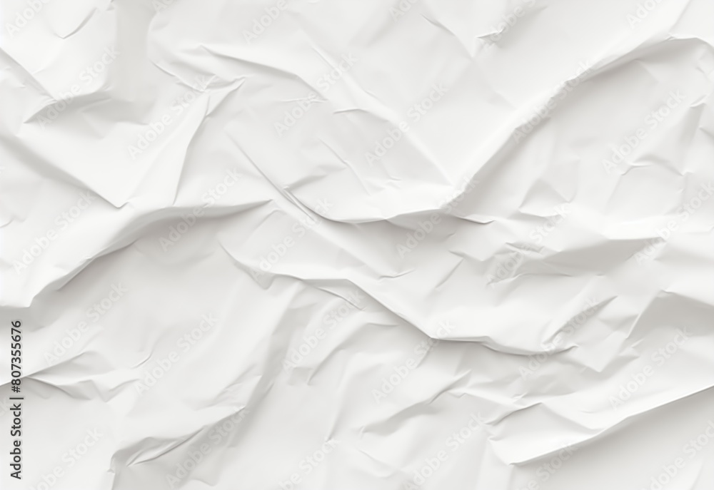 Fototapeta premium Seamless pattern white crumpled paper. AI generated