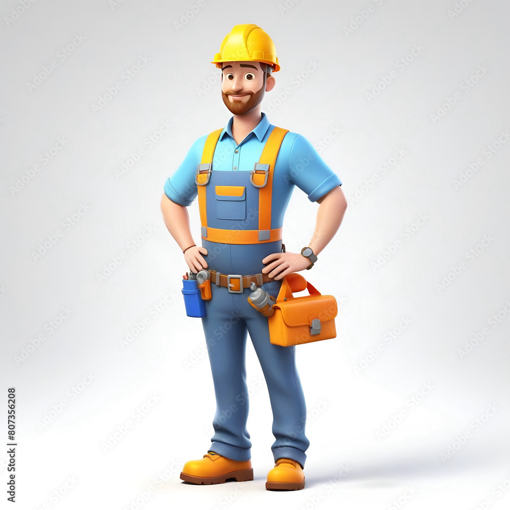 3d builder with helmet, Building Character, Funny 3D Illustration of Worker or Engineer 3d builder with helmet, Building Character, Funny 3D Illustration of Worker or Engineer
