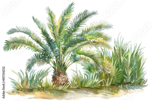 Beautiful watercolor painting of a palm tree, perfect for tropical themed designs