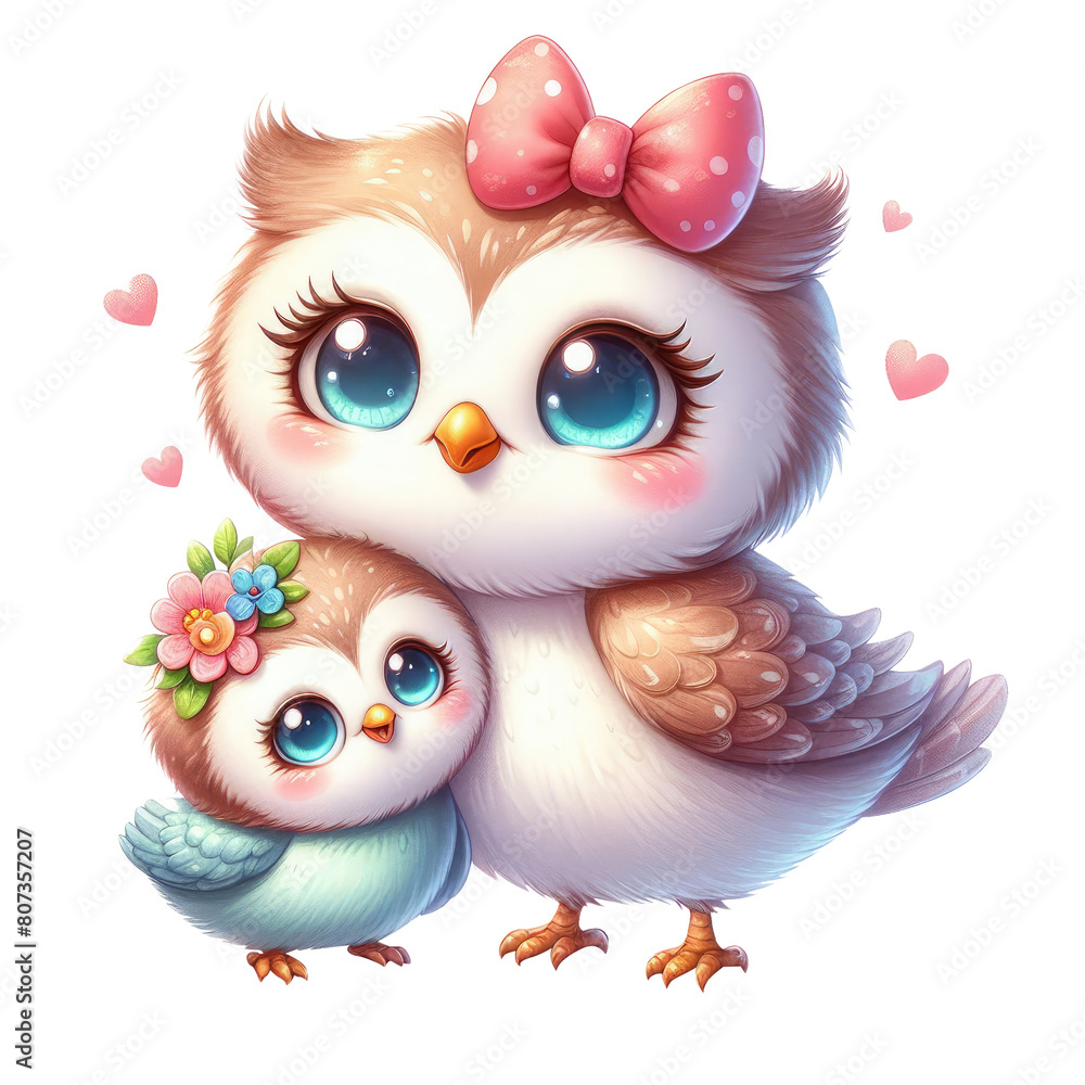Mom and Baby Bird Sublimation Clipart