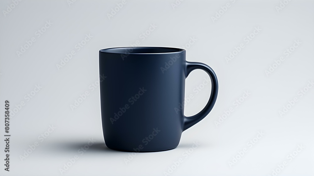 Fototapeta premium Navy Blue Ceramic Mug on a white Background. Mockup Template with Copy Space
