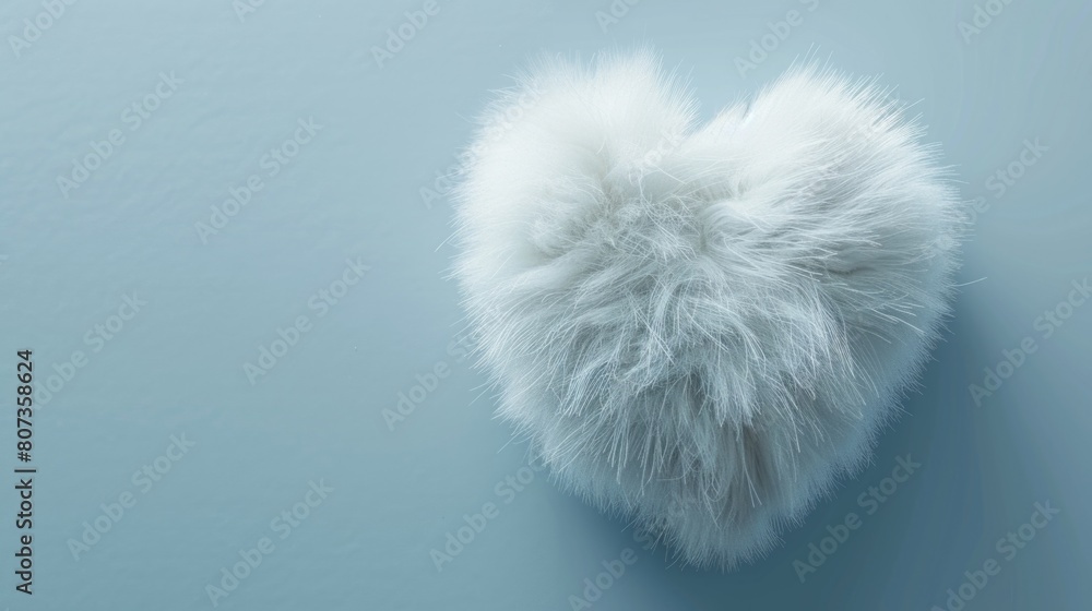 A fluffy white heart on a blue background. Perfect for romantic designs A fluffy white heart on a blue background. Perfect for romantic designs