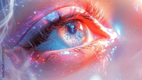anime eye art, a mystical, abstract eye drawing in pastel anime style photo