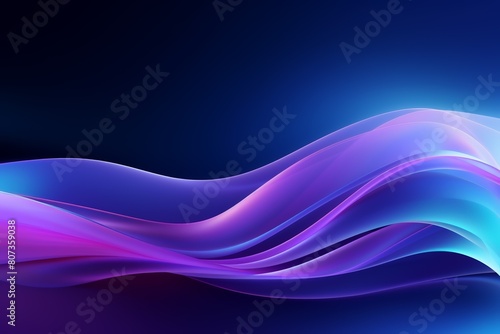 3D abstract waves in motion, neon blue and purple, digital art