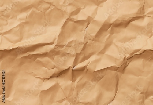 Brown paper seamless texture background with crumpled effect for eco friendly product packaging or illustration. AI generated
