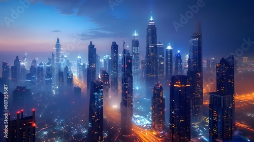 HD wallpaper of a luxury skyscraper at night  illuminated against the city skyline  showcasing modern architectural elegance.