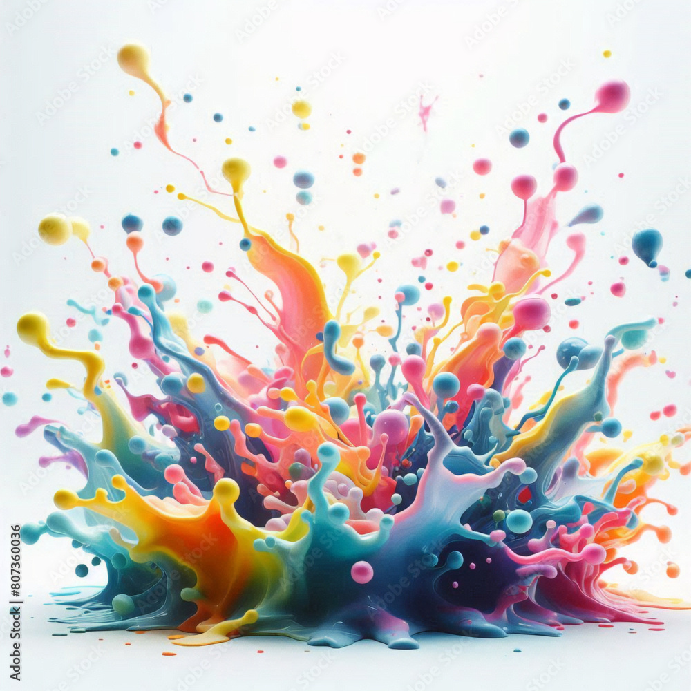 Fototapeta premium Fantastische spiralförmige Explosion bunter flüssiger Farbspritzer auf schwarzem Hintergrund, abstrakte flüssige dynamische Tinte. 