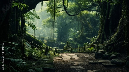 philosophical journey through a lush forest