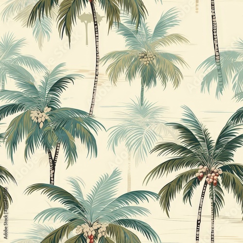 Seamless Fabric with Palm Tree Glow