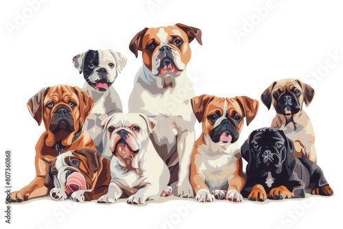 Several dogs sitting in a row  suitable for pet-related projects