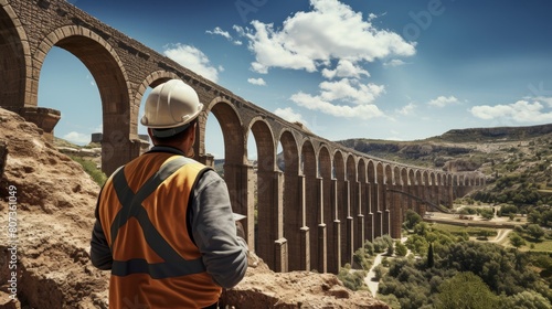 Engineer supervises aqueduct construction in Rome