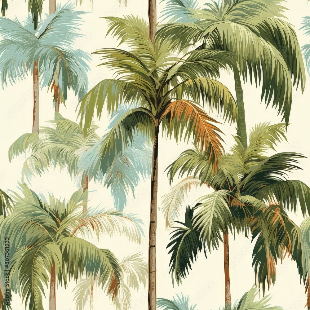 Seamless Fabric with Palm Tree Delight