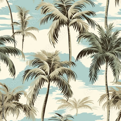 Seamless Palm Tree Vector Fabric