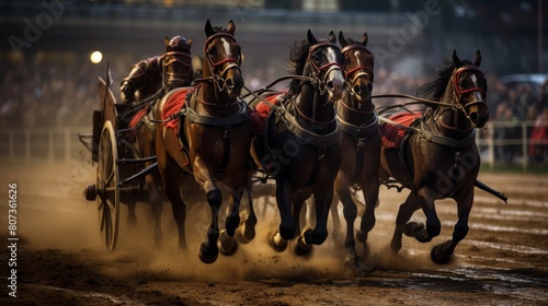 Roman chariot race at Circus Maximus charioteers fiercely compete photo