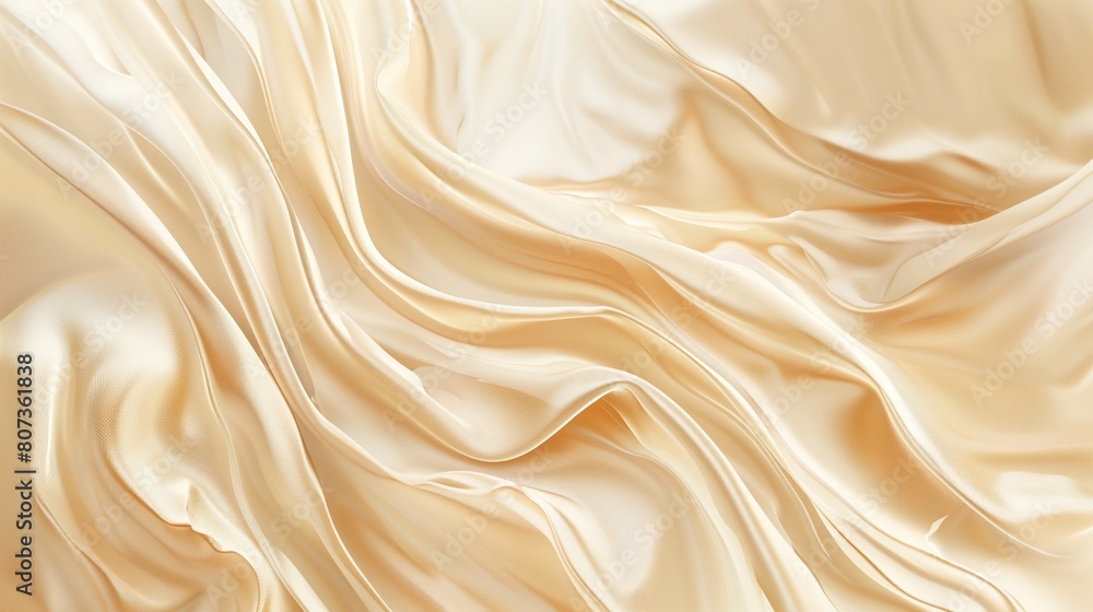 Fototapeta premium An abstract biege curved silk texture. Wavy fluid modern deluxe background.