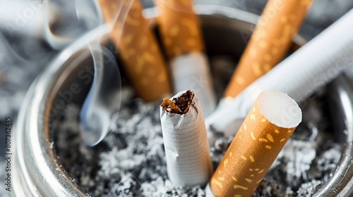Smoked cigarettes in an ashtray © PhotoHunter