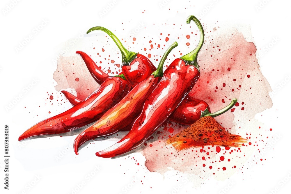 A group of red hot peppers on a white surface. Can be used for culinary or food-themed designs A group of red hot peppers on a white surface. Can be used for culinary or food-themed designs