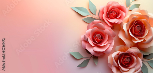 Elegant paper-cut roses on a soft gradient background  perfect for expressing appreciation on Mother s Day.
