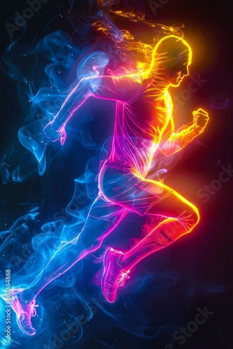 silhouette, fire, athlete, running, man, competition, Olympics 