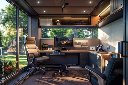 Innovative Mobile Home Office Space with Ergonomic Design and Technology Integration