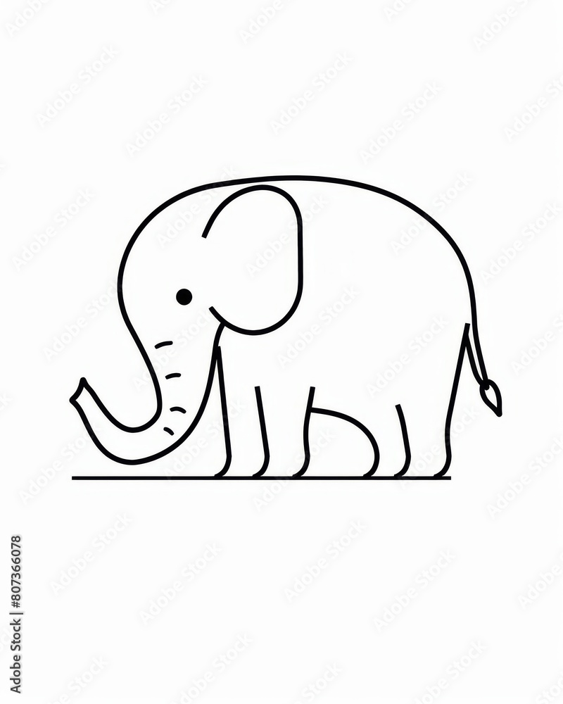 Obraz premium AI generated illustration of a seated elephant line art