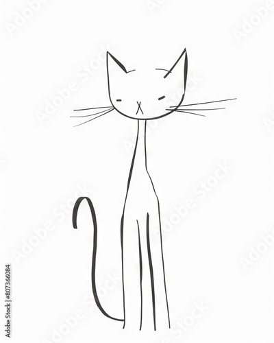 AI generated illustration of a cat line art