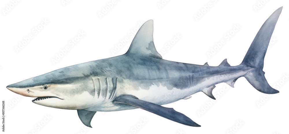 Naklejka premium PNG Shark swimming animal fish, digital paint illustration. AI generated image
