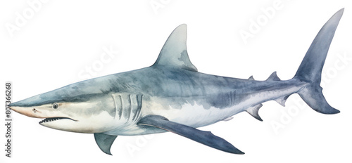 PNG Shark swimming animal fish  digital paint illustration. AI generated image