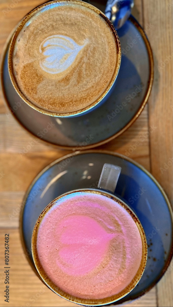 two cups of coffee with a heart for a couple in love pink heart pink cappuccino two cups of coffee with a heart for a couple in love pink heart pink cappuccino