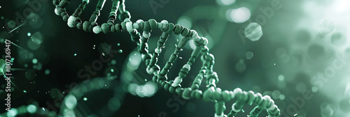 A dark green and white DNA genome poster with copy space 