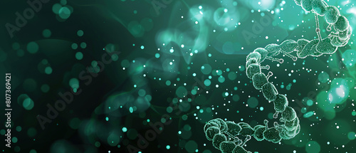 A dark green and white DNA genome poster with copy space 