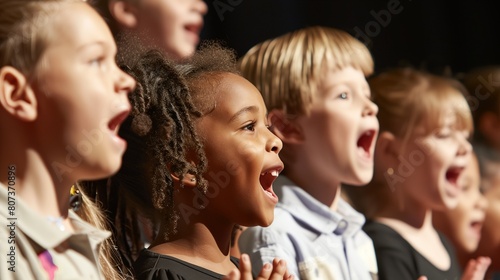 a group of children singing photo