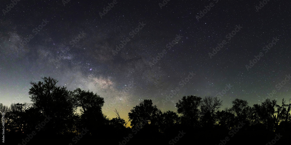 Panographic photo of southern sky with Milky Way rising