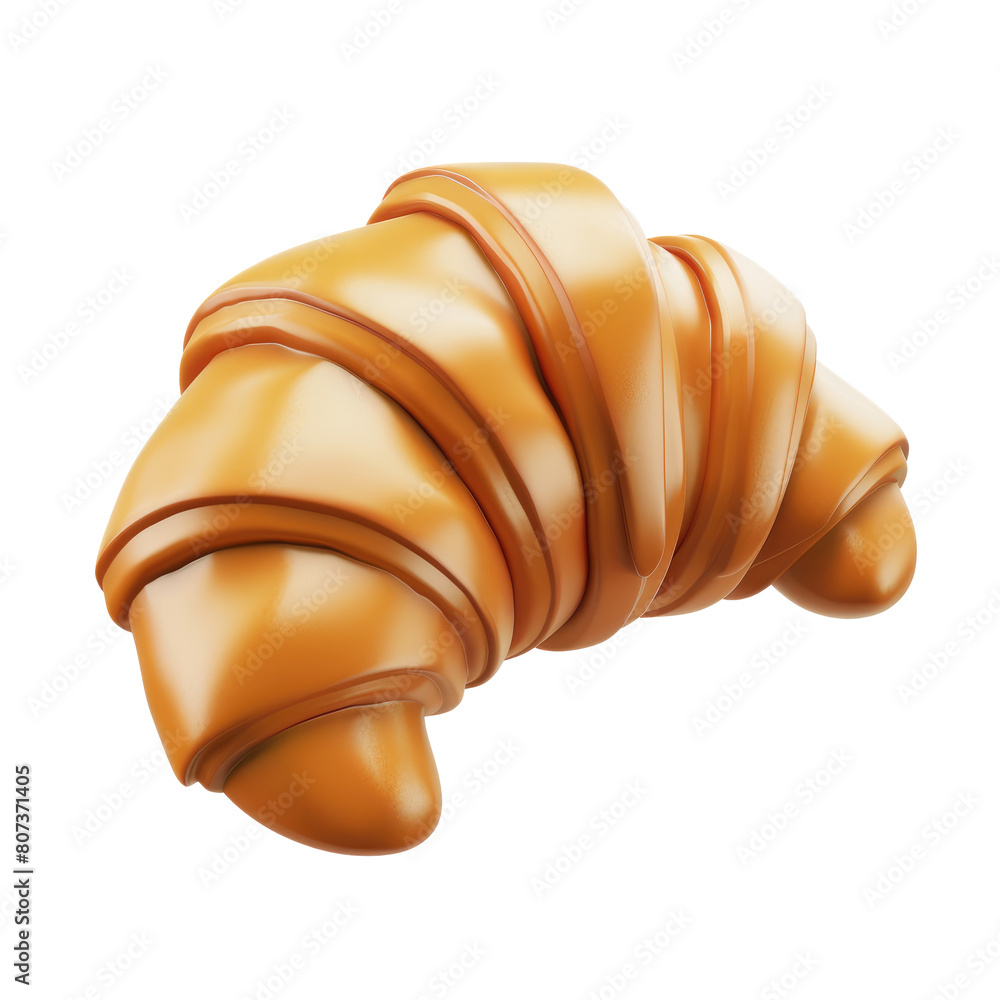 Appetizing croissant icon 3D render isolated on white, transparent background PNG Appetizing croissant icon 3D render isolated on white, transparent background PNG