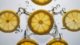 A slice of lemon in water on a transparent background, close-up