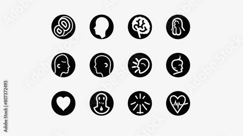 Collection of black and white icons suitable for various design projects © Fotograf