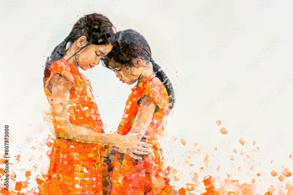 Two women wearing matching orange dresses Two women wearing matching orange dresses