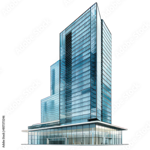 Modern skyscraper isolated on white created with Generative AI