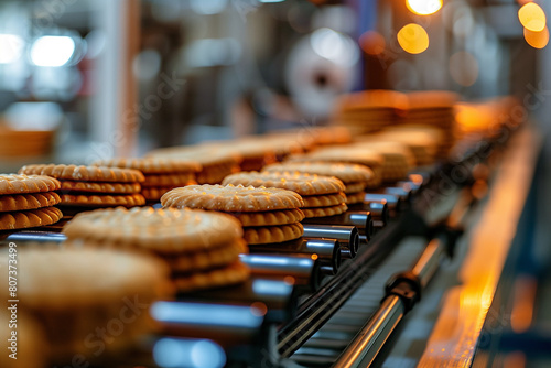 Conveyor Belt Filled With Cookies