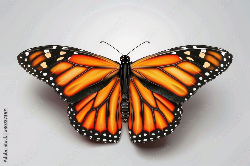 Obraz premium A vibrant orange butterfly with distinctive black spots. Suitable for nature and wildlife themes
