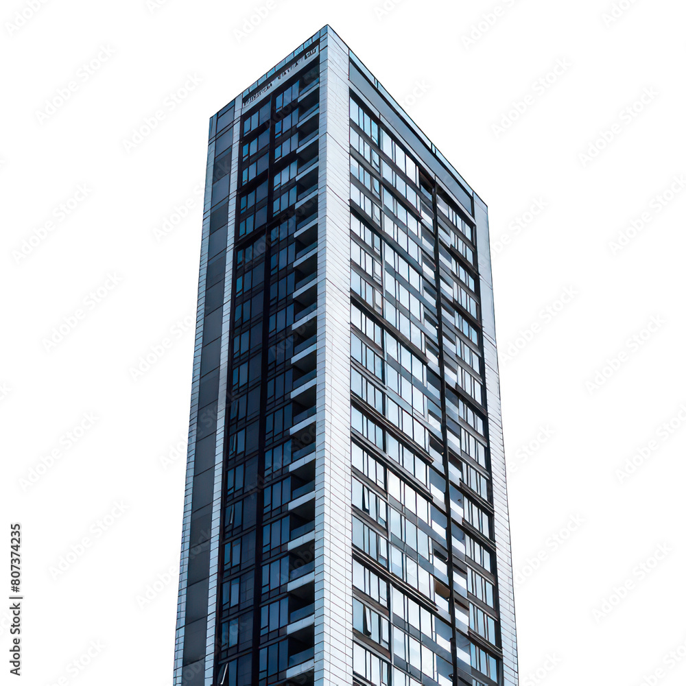 Modern skyscraper isolated on white created with Generative AI Modern skyscraper isolated on white created with Generative AI